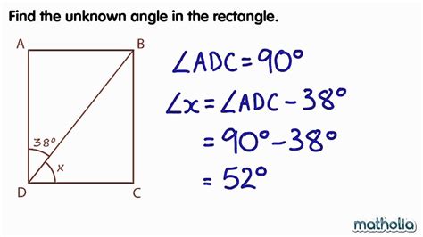 Finding Unknown Angles in a Rectangle - YouTube