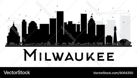 Milwaukee City skyline black and white silhouette Vector Image