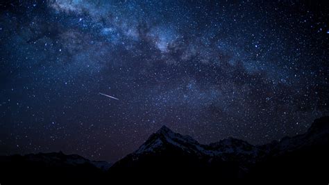 Download wallpaper 1366x768 starry sky, night, mountains, nature ...