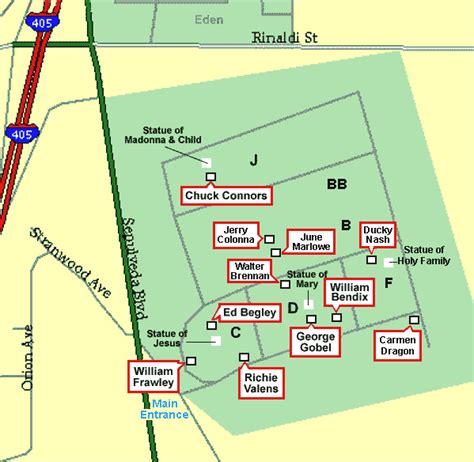 Map of Stars' Graves at San Fernando Mission Cemetery