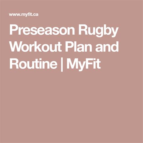 Preseason Rugby Workout Plan and Routine | MyFit | Rugby workout, Rugby ...