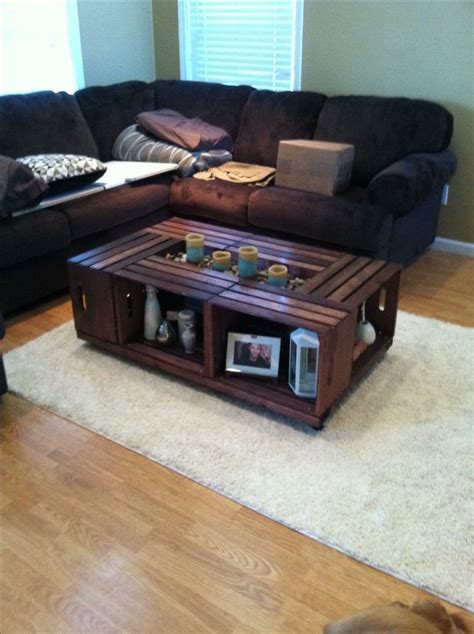 Did the Pinterest crate coffee table with a twist, instead of using ...