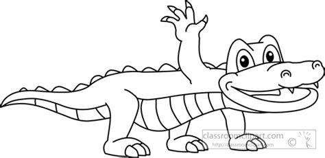 Animals : Alligator-black-white-outline-910 : Classroom Clipart ...