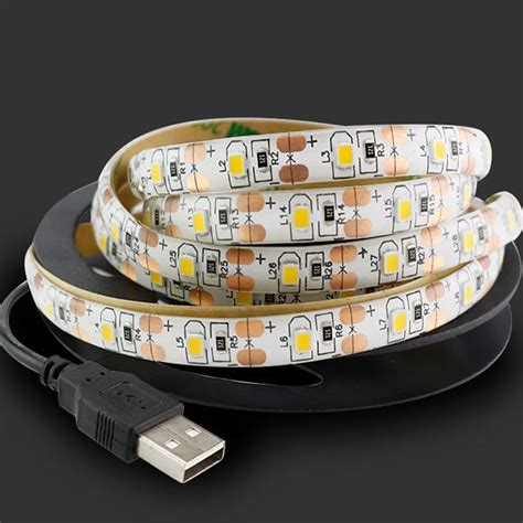 1M DC 5V USB LED Strip Light 3528 SMD IP65 Waterproof Warm white ...