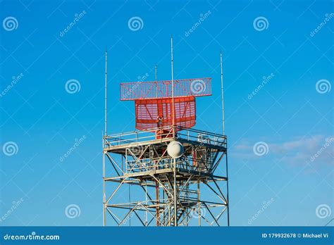 Airport surveillance radar stock photo. Image of cellular - 179932678