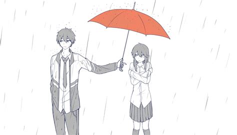 Anime Boy In The Rain Drawing