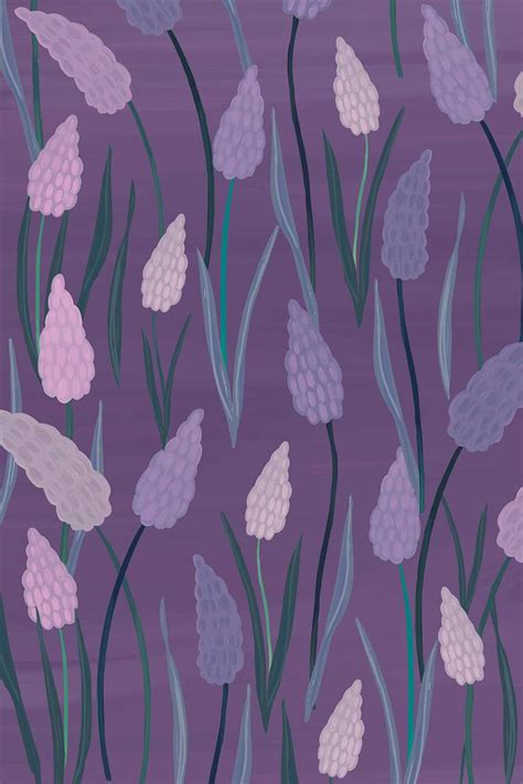 Illustrated botanical grape hyacinth pattern