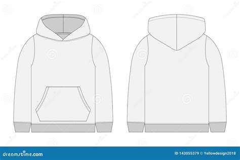 Technical Sketch for Men Grey Hoodie. Mockup Template Hoody Stock ...