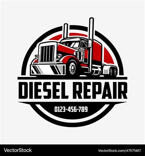 Diesel repair trucking company circle emblem logo Vector Image