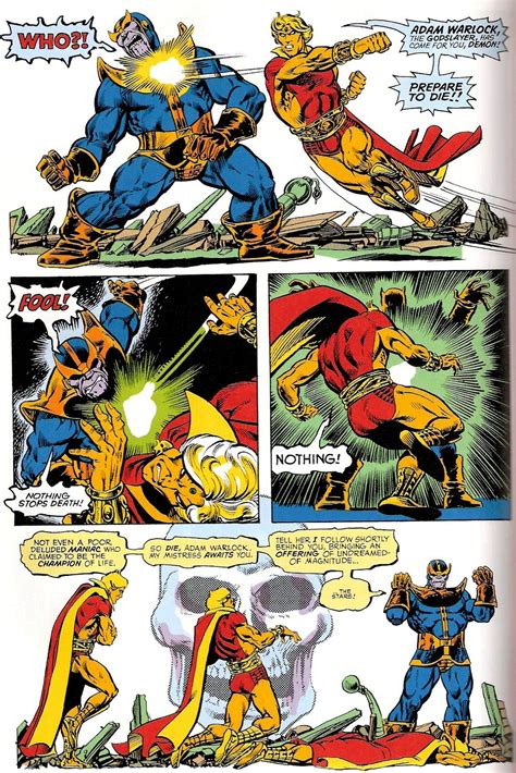 Thanos Defeats Adam Warlock Artwork by Jim Starlin | Comic book pages ...