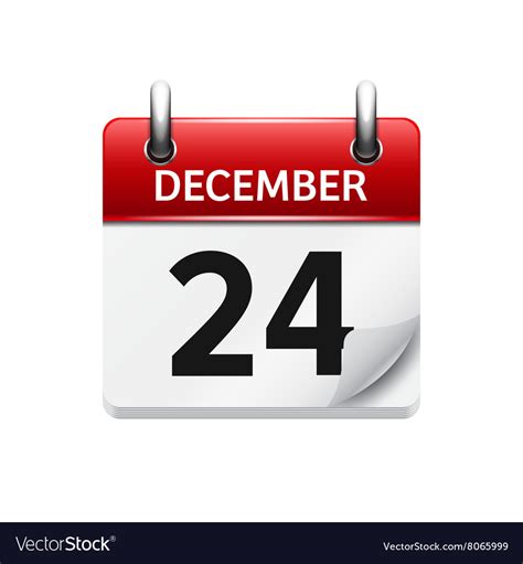 December 24 flat daily calendar icon Royalty Free Vector