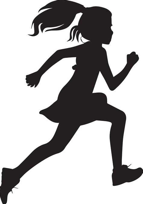 A Girl Running Vector Silhouette Illustration 24765960 Vector Art at ...