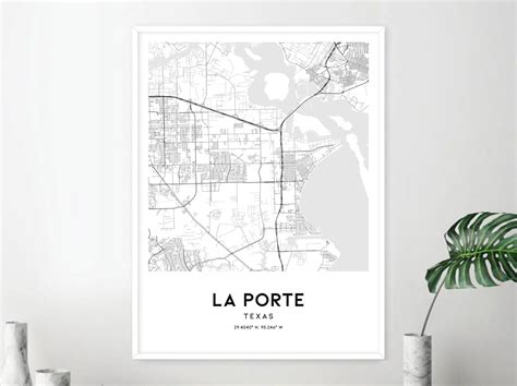 La Porte Map Print, La Porte Map Poster Wall Art, Tx City Map, Texas ...