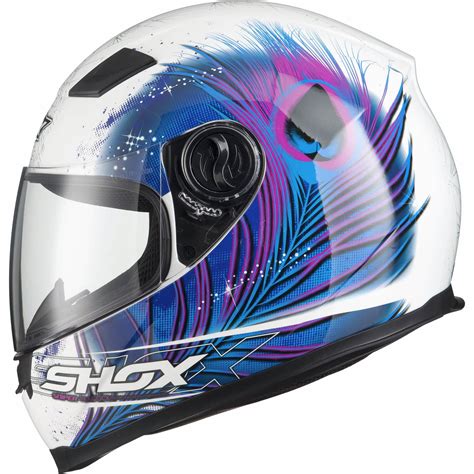 Shox Sniper Peacock Full Face Ladies Motorbike Helmet Motorcycle Womens ...