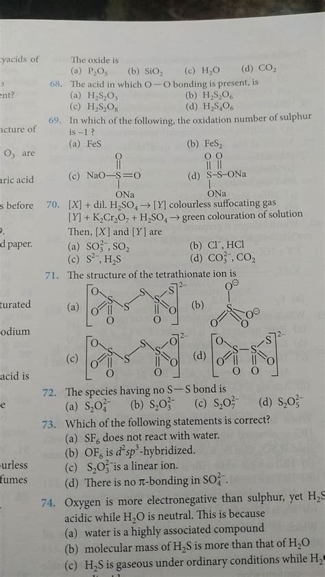 The structure of the tetrathionate ion is turated | Filo