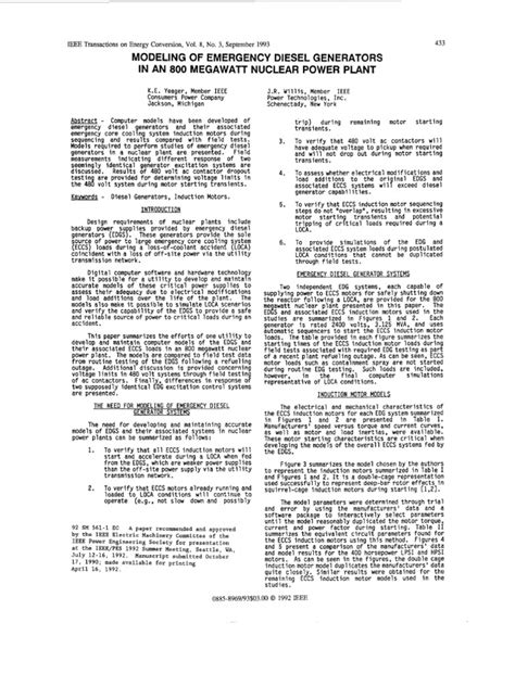 Modeling of Emergency Diesel Generators PDF | PDF | Electric Generator ...