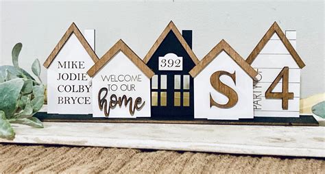 Family House Centerpiece Personalized Family Name Decor Farmhouse ...