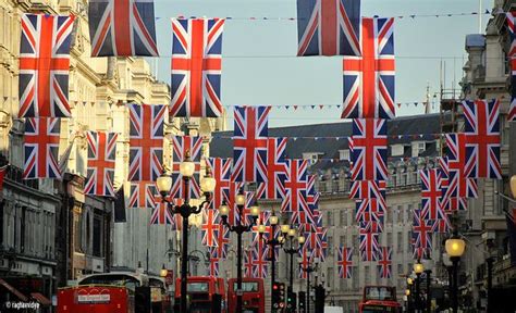 Union Jack flags hanging in London's Regent Street to mark the Royal ...