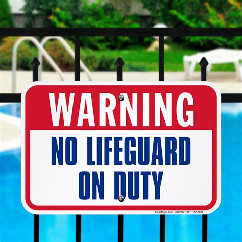 Warning No Lifeguard On Duty Pool Sign, SKU: K2-0504