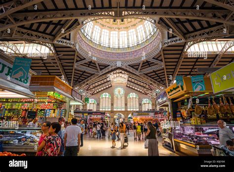 Valencia Spain market, interior view of the Mercado Central - Central ...