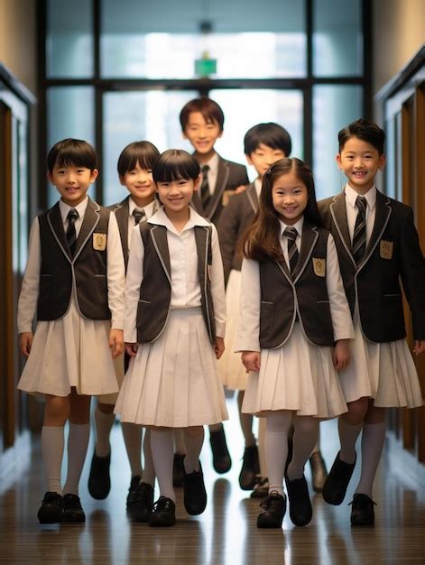 Premium AI Image | a group of students wearing school uniforms with the ...