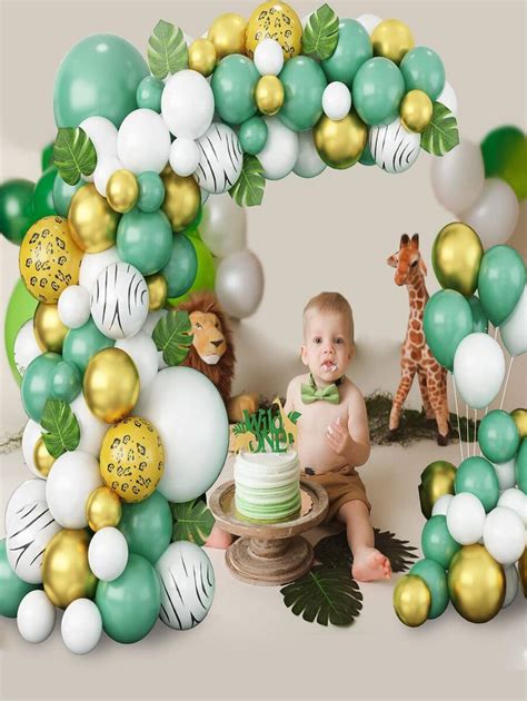 129pcs Jungle Safari Wild Animal Theme Balloon Garland Kit Green ...