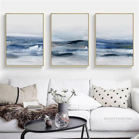 Framed Wall Art Set of 3 Prints Abstract Ocean Navy Blue Wave | Etsy ...