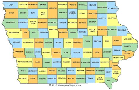 Printable Iowa Maps | State Outline, County, Cities