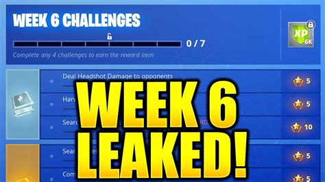 FORTNITE SEASON 6 WEEK 6 CHALLENGES LEAKED! WEEK 6 ALL CHALLENGES EASY ...