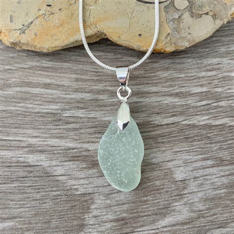 Natural sea glass pendant, Cornwall beach glass necklace, ocean ...