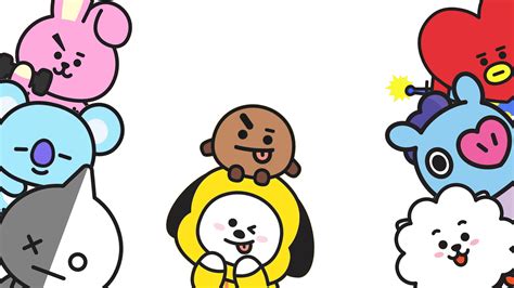 MANG, CHIMMY, KOYA, RJ, SHOOKY, COOKY In White Background HD BT21 ...