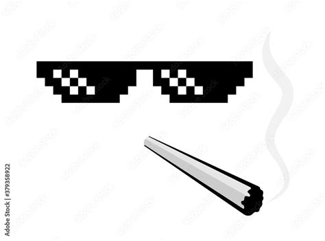 Vetor de Pixel glasses and sigarette - popular thug life meme do Stock ...