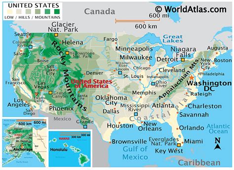 Us Map With Mountains Ranges - Ricky Christal