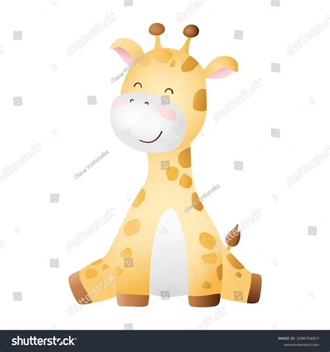 Cartoon Funny Little Giraffe Sitting Baby Stock Vector (Royalty Free ...