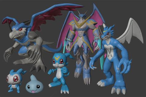 Veemon Digivolution 3d models by wolengel on DeviantArt