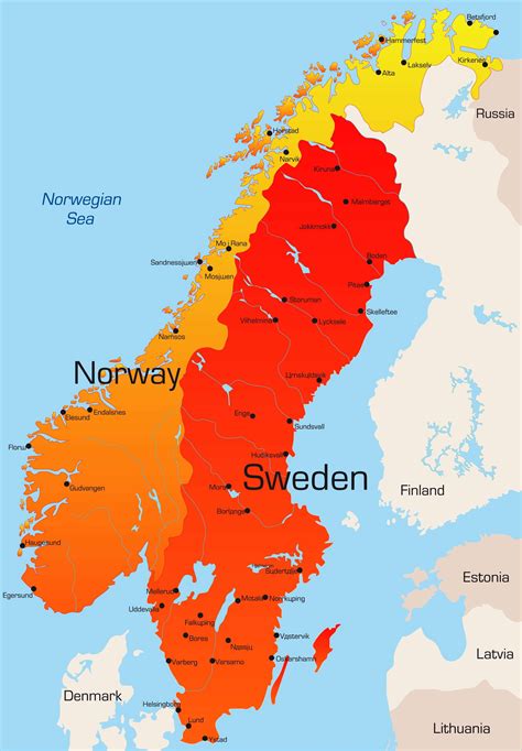 Detailed Map Of Norway And Sweden