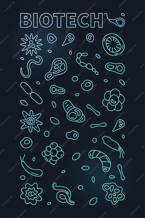 Premium Vector | Biotech concept line vector colored vertical banner ...