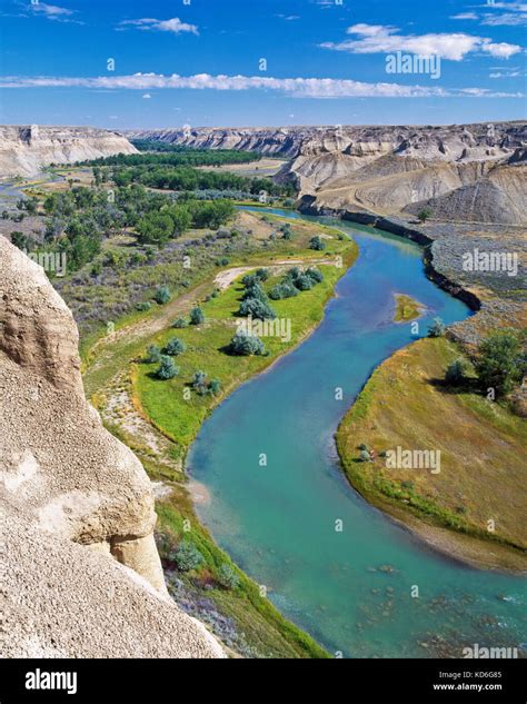 marias river and badlands in valley near loma, montana Stock Photo ...