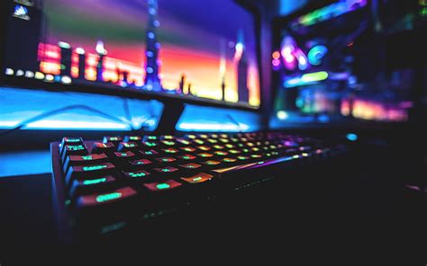 3840x2160px | free download | HD wallpaper: neon, keyboards, computer ...