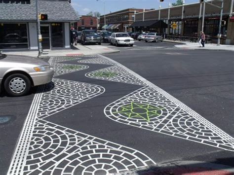 Decorative crosswalk. | Pavement art, Streetscape design, Street painting