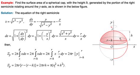 calculus - How to find the surface area of a spherical cap by ...