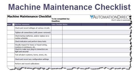 Machine Maintenance Checklist |Library.AutomationDirect