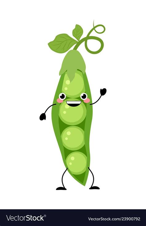 Kawaii cartoon peas isolated vector image on VectorStock | Peas, Kawaii ...