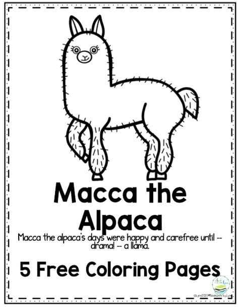 MACCA THE ALPACA FREE COLORING SHEETS ~ Book Units by Lynn