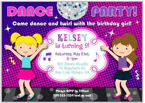 Dance Party Birthday Invitations | Music | Kids Birthday | Dance party ...