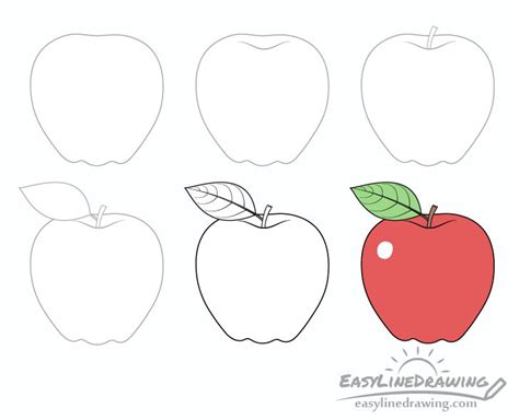 How to Draw an Apple Step by Step - EasyLineDrawing | Drawing apple ...