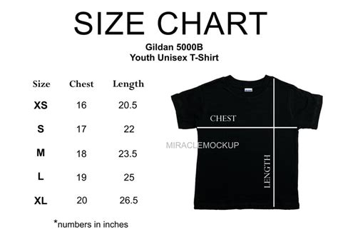 Tshirt Youth Size Chart