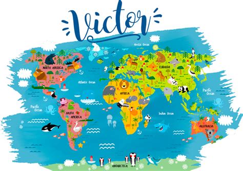 Personalised World Map Kids Sticker - TenStickers