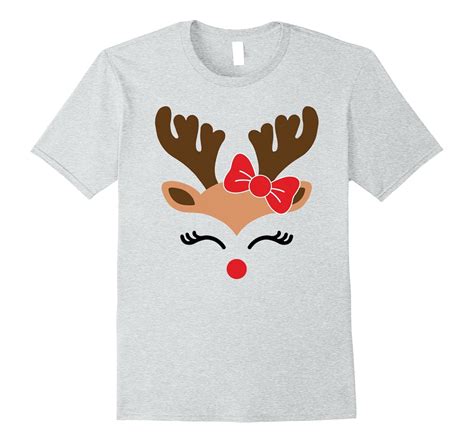 Reindeer Face T Shirt for Girls Funny Christmas Tee for Kids-FL ...