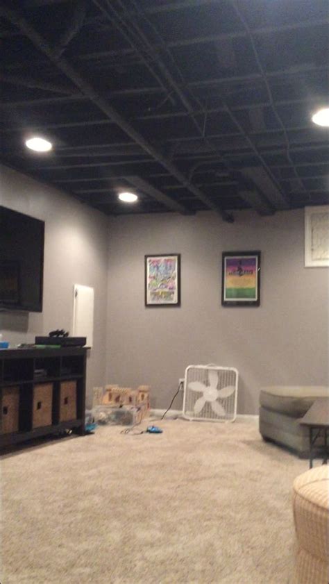 Unfinished Basement Ceiling Painted Black - art-leg